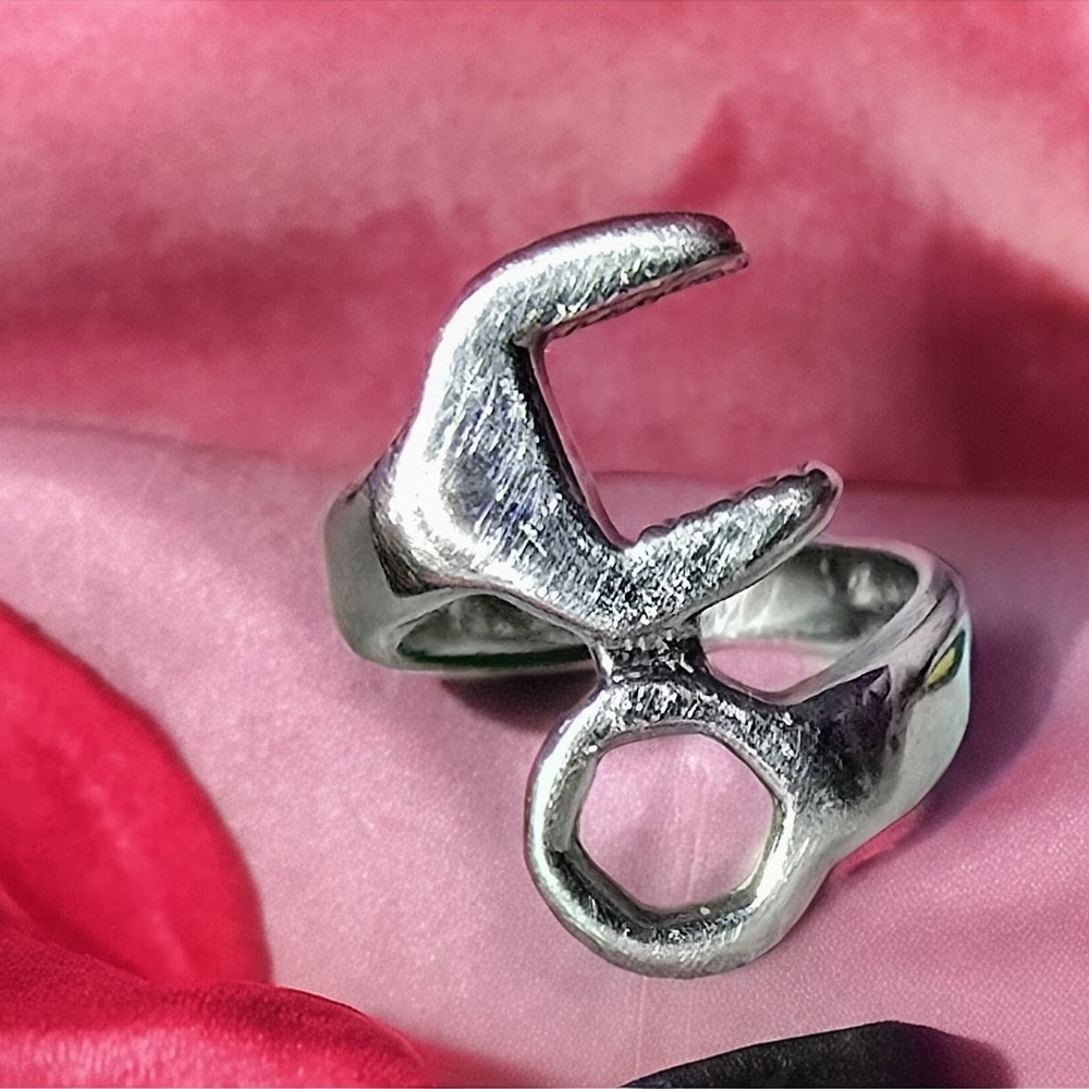 Silver Wrench Adjustable Ring - image 1